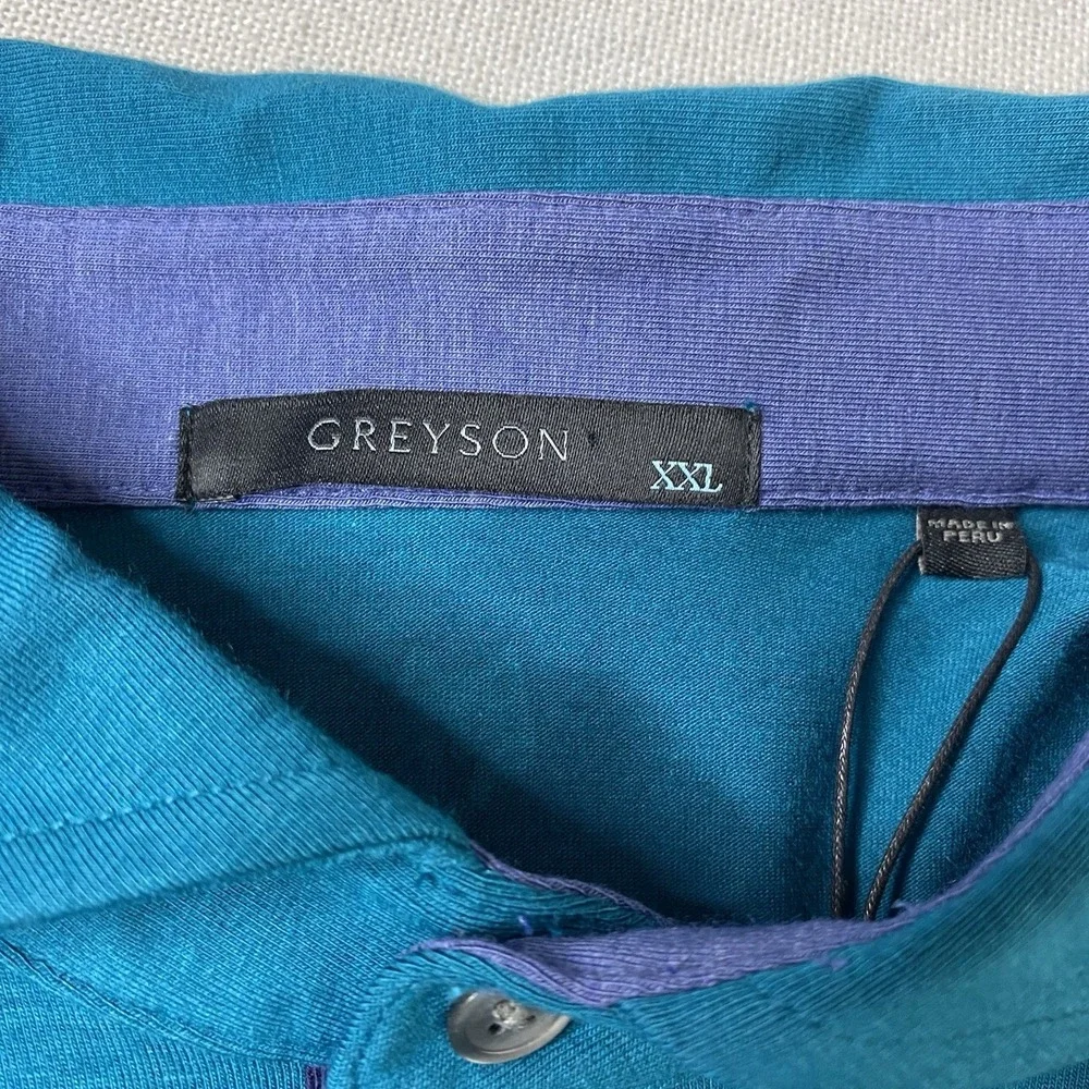 Greyson Apache II Long Sleeve‎ polo Shirt Men's XXL Fiddle Teal Green